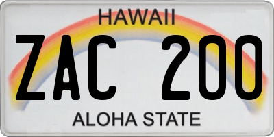 HI license plate ZAC200