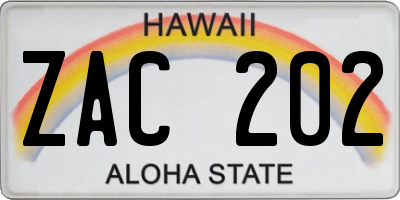 HI license plate ZAC202