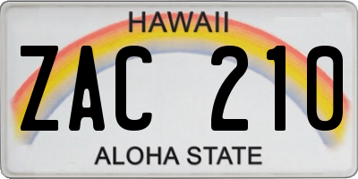 HI license plate ZAC210