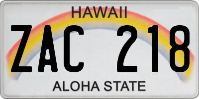HI license plate ZAC218