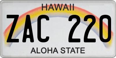 HI license plate ZAC220