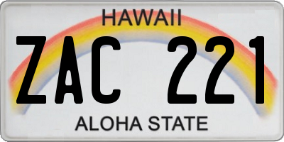 HI license plate ZAC221