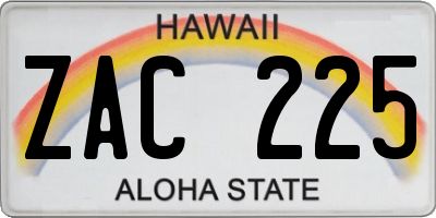 HI license plate ZAC225