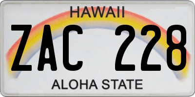 HI license plate ZAC228