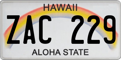 HI license plate ZAC229