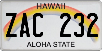 HI license plate ZAC232