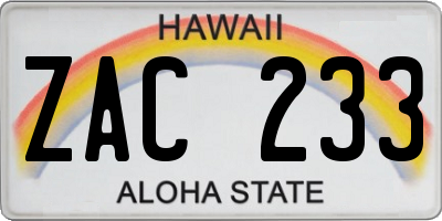 HI license plate ZAC233