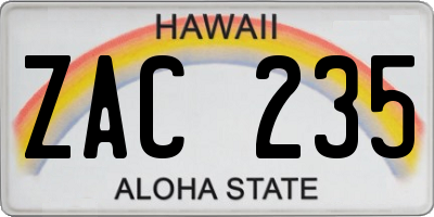 HI license plate ZAC235