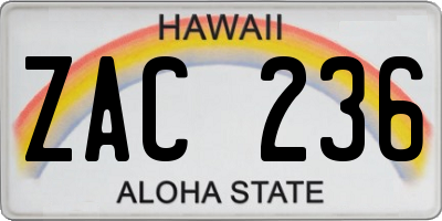 HI license plate ZAC236