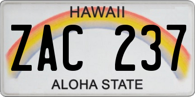 HI license plate ZAC237