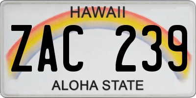 HI license plate ZAC239