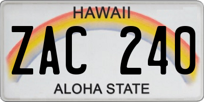 HI license plate ZAC240