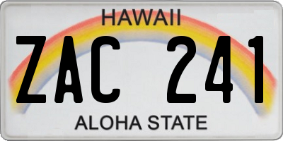 HI license plate ZAC241