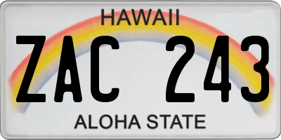 HI license plate ZAC243