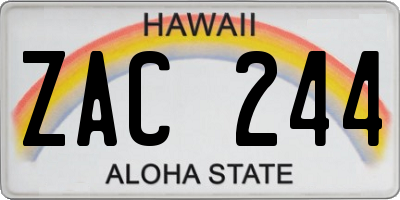HI license plate ZAC244
