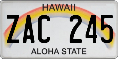 HI license plate ZAC245