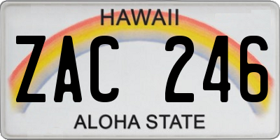 HI license plate ZAC246