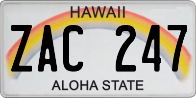 HI license plate ZAC247