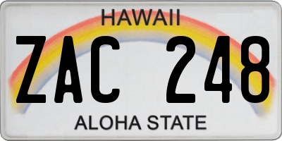 HI license plate ZAC248