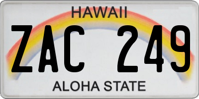HI license plate ZAC249