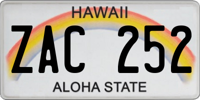 HI license plate ZAC252