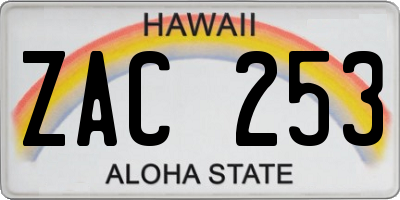 HI license plate ZAC253