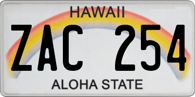 HI license plate ZAC254