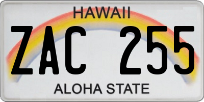 HI license plate ZAC255