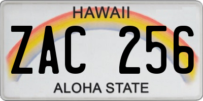 HI license plate ZAC256