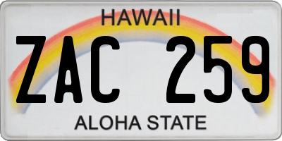 HI license plate ZAC259