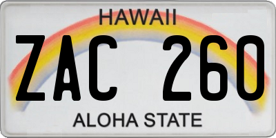 HI license plate ZAC260