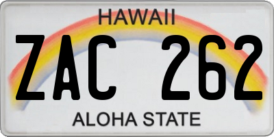 HI license plate ZAC262