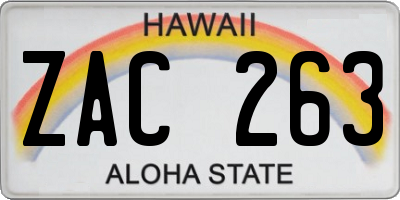HI license plate ZAC263