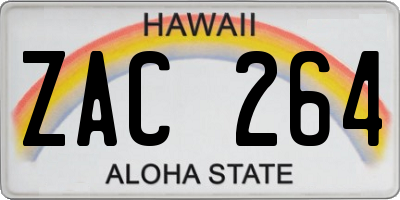 HI license plate ZAC264