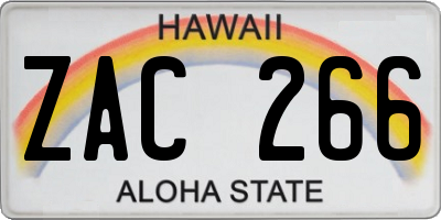 HI license plate ZAC266