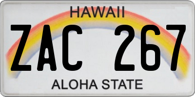 HI license plate ZAC267