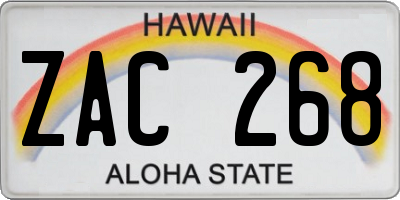 HI license plate ZAC268