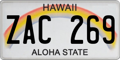 HI license plate ZAC269