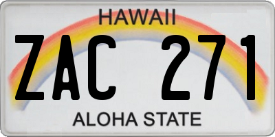 HI license plate ZAC271