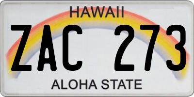 HI license plate ZAC273