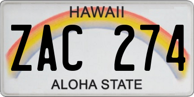 HI license plate ZAC274