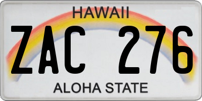 HI license plate ZAC276
