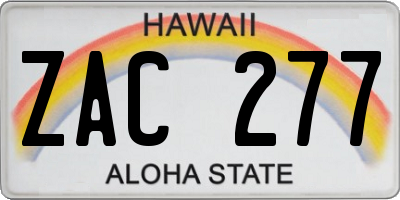 HI license plate ZAC277