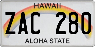 HI license plate ZAC280