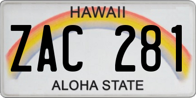 HI license plate ZAC281