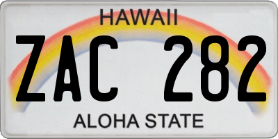 HI license plate ZAC282
