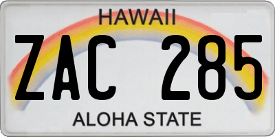 HI license plate ZAC285