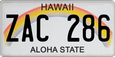 HI license plate ZAC286