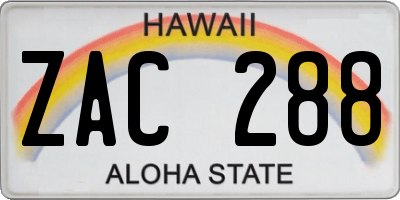 HI license plate ZAC288