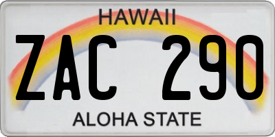 HI license plate ZAC290